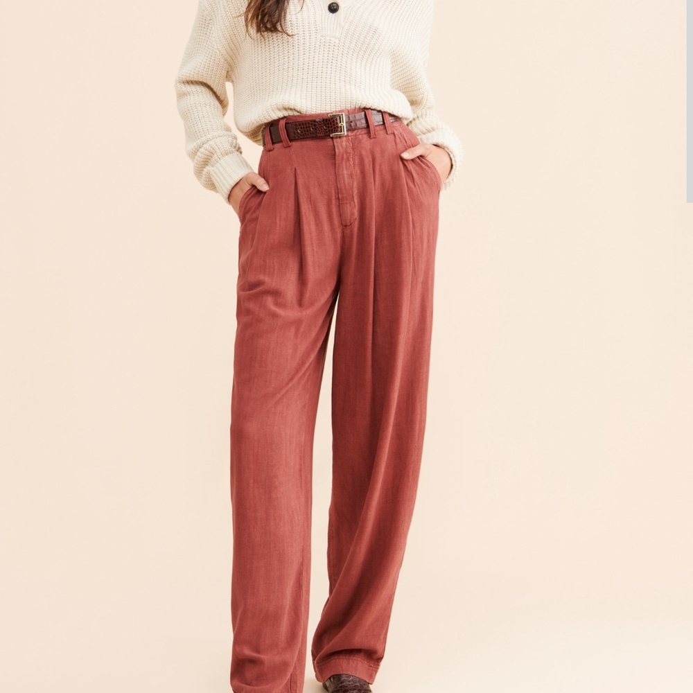 Free People ​Calla Linen Blend Pleated Trousers